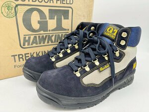 2405600616　▲ G.T.HAWKINS ホーキンス GT-9001 8 1/2 トレッキングシューズ ブーツ ネイビー ベージュ メンズ 靴 登山 中古 箱付き