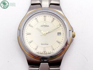 2405600343　＃ CITIZEN シチズン ATTESA アテッサ E110-K17942 エコドライブ 3針 デイト 腕時計 ゴールド文字盤 純正ベルト難あり