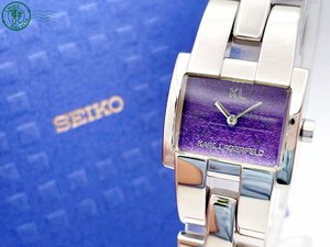 2405600527　＃ SEIKO セイコー KARL LAGERFELD カール・ラガーフェルド Y150-5040 クォーツ QZ 2針 スクエア 腕時計 パープル文字盤