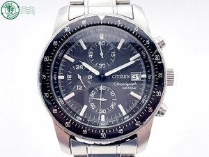 2405600844　＃ CITIZEN シチズン 0610-K005116 クォーツ QZ 3針 クロノグラフ デイト 腕時計 黒文字盤 ブラック 純正ベルト ヴィンテージ