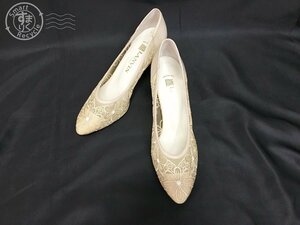 2405601330　＊ LANVIN ランバン 6925 パンプス アイボリー レース 花 フラワー 透け パーティー シューズ ヒール レディース 5.5 中古