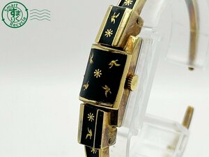 2405601737 * Chandler Chandler bangle watch hand winding 17 stone 1-266 Gold square lady's wristwatch used 