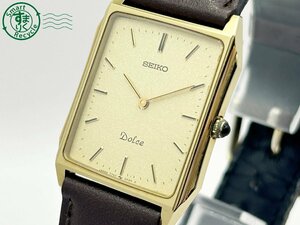 2405602015 * SEIKO Seiko Dolce Dolce 7740-5000 Gold face square stamp equipped men's quartz QUARTZ QZ wristwatch used 