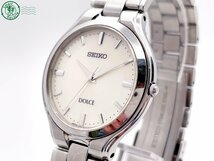 2405602317　＃ SEIKO セイコー DOLCE ドルチェ 8J41-0A10 クォーツ QZ 3針 アナログ 腕時計 アイボリー文字盤 純正ベルト ヴィンテージ_画像2