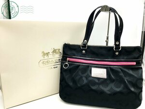 2405602347　 ☆ COACH コーチ 15331 ハンドバッグ トートバッグ ブラック ポピーオプアート キャンバス 箱 レディース ブランド 中古