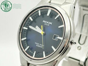 2405602881　◇ SEIKO セイコー ALBA アルバ ROOX V145-0BT0 リューズ欠損 ブルー文字盤 デイト SOLAR ソーラー メンズ 腕時計 中古