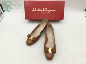 2405603215　＊ Salvatore Ferragamo サルバトーレ フェラガモ DR 27222 338 パンプス ブラウン 茶 シューズ レディース 6.5 C 中古