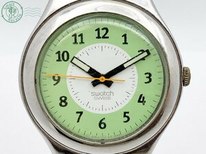 2405603511　♭ Swatch スウォッチ 腕時計 QZ クオーツ アナログ ラウンド 3針 グリーン系文字盤 シルバー ヴィンテージ 中古