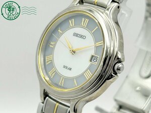 2405603546　◇ SEIKO セイコー V145-0E30 SOLAR ソーラー シェル文字盤 ゴールド デイト 刻印有り メンズ 腕時計 中古