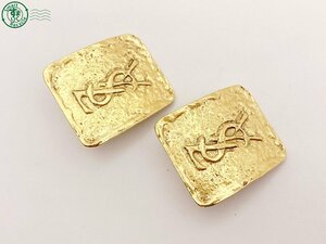 2405604848 ^ YVES SAINT LAURENT Yves Saint-Laurent earrings YSL Logo square Gold lady's brand used 