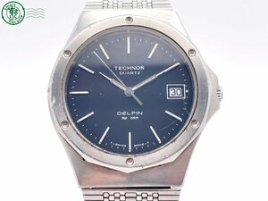 2405605126 # TECHNOS Tecnos DELFIN quartz QZ 3 hands Date analogue wristwatch black face black Vintage used 
