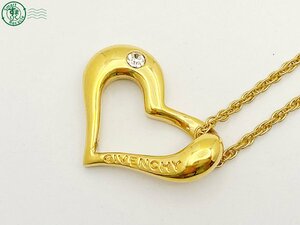 2405605461 ^ GIVENCHY Givenchy necklace heart motif Logo Stone Gold total length approximately 81.5cm lady's brand used 