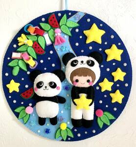  hand made * felt * lease * 7 .* heaven. river * Panda. cartoon-character costume girl * Panda *. decoration * star * wall decoration 