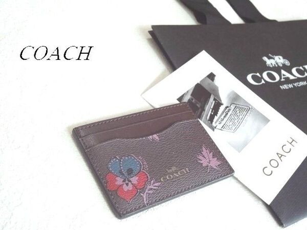 †COACH コーチ /花柄パスケース/定期入れ【本革】新品