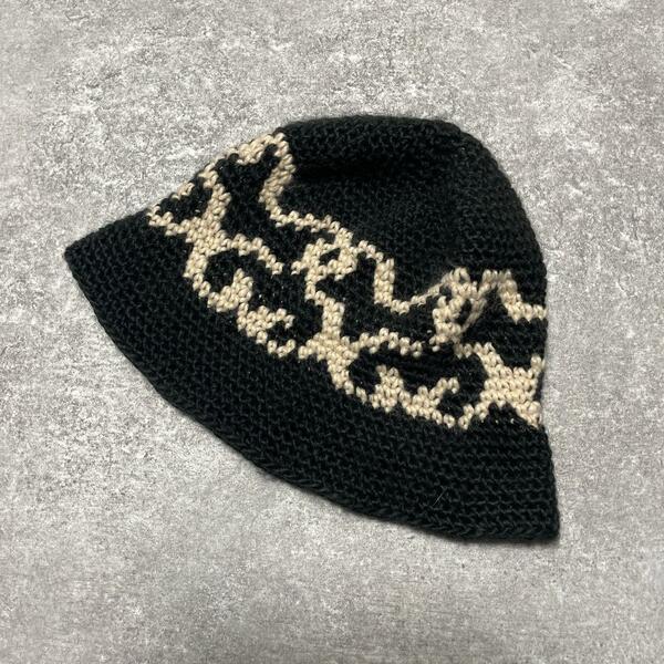 22aw stussy ss link knit クラッシャーハット 黒