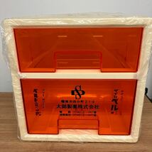 未使用 昔の薬箱 ケンコーボックス 2段 2L型 常備薬 引き出し棚 収納ケース 薬入れ 長期保管品 レトロ オレンジ/白 プラスチック_画像2