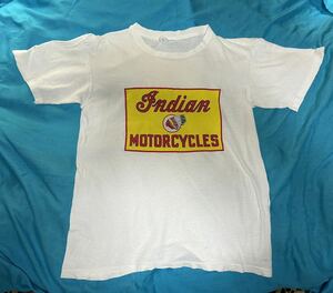 ヴィンテージ80'sヘインズHANESアメリカ製Tシャツ/Indian MOTORCYCLE MADE IN U.S.A.ジャンク