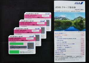 全日空 ANA　株主優待券 4枚セット(2024/06/01~2025/05/31まで) + グループ優待券