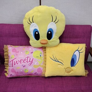 51414 ルーニー・テューンズ LOONIE TUNES トゥイーティー Tweety クッション ワーナー・ブラザース WARNER BROTHERS 3点セット タグ付き