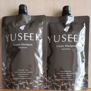 YUSEEK クリームシャンプー 白髪用ヘアマニキュア 黒染め シャンプー トリートメント 350g (2個 茶ブラウン)