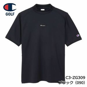 チャンピオン ゴルフ C3-ZG309 ショートスリーブ モックネックシャツ 【Mサイズ】 ブラック(090) 半袖 メンズ BLACK 即納