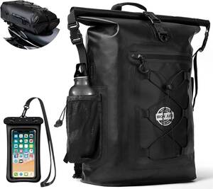 ブラック Grapelet バイク リュック シートバッグ 完全防水 容量調整可能 35-40L バイク バッグ ツーリングバッグ