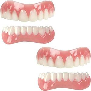 2 pair QCUTEP 入れ歯シリコーン義歯一時的な歯再利用可能な自然なトーンインスタントベニアホワイトニング化粧品ベニア歯の