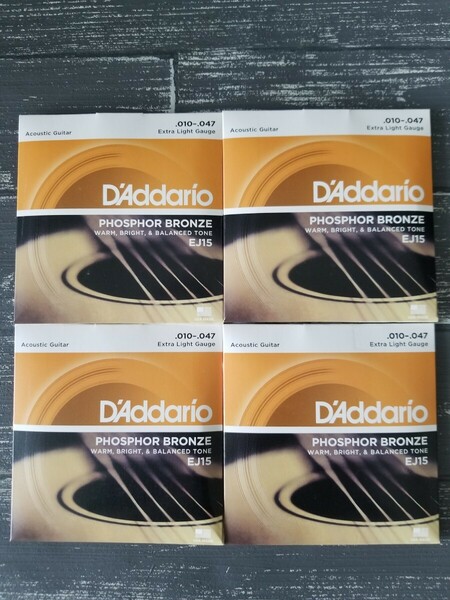 ★新品　D'Addario ダダリオ アコースティックギター弦 EJ15　4セット