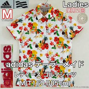 超美品 adidas(アディダス)テーラーメイド レディース ゴルフ シャツ M(T160.B85cm)使用2回 ドライ ホワイト 半袖 スポーツ アウトドア