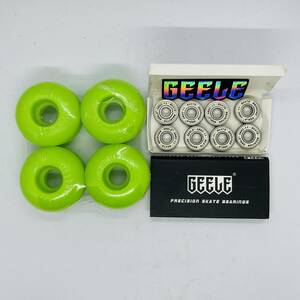  profit set skateboard 95A 52*32mm hard Wheel +ABEC11 bearing set green color 