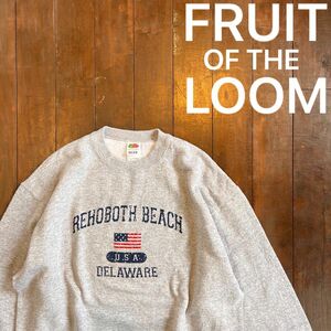 【FRUIT OF THE LOOM フルーツオブザルーム】スウェットシャツ　星条旗　90s 00s レポボスビーチ