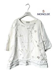 【希少デザイン】新品同様◆ MONCLER モンクレール ◆ワイド シルク混 シアートップス プルオーバー カットソー ブラウス サイズS L相当