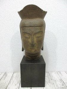 mae 1 jpy Kyoto science specimen .. bodhisattva head height 56cm wide . temple sculpture Buddhist image [ star see ]