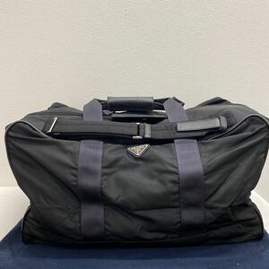 〇【6845】PRADA プラダ ボストンバッグ ショルダーバッグ ナイロンバッグ トライアングルロゴ ブラック ナイロン レディース メンズ V70S