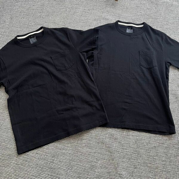 ２枚セット MUJI 無印良品 半袖Tシャツ S 黒 胸ポケット