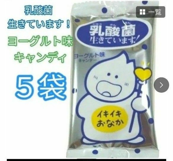 乳酸菌生きています！ ヨーグルト キャンデー 【イキイキ！！　おなか】 ５袋　(１袋に１２粒入)　甘すぎない　おやつ　勉強　運転中