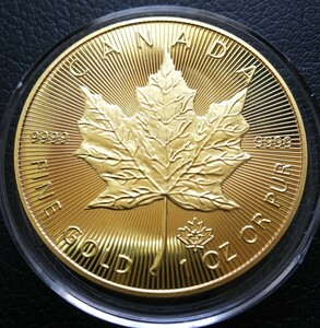メープルリーフ 金貨 2015年 カナダ 大型金貨 エリザベス2世 美品 古銭 メイプルリーフ 金貨 ゴールド コイン 収納ケース付き 