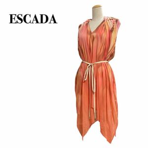 ESCADA Escada шелк 100% 34 S цветное платье безрукавка One-piece ремень имеется 