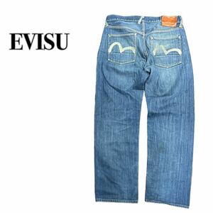 EVISU エビス デニムパンツ ジーンズ インディゴ ロゴプリント M相当