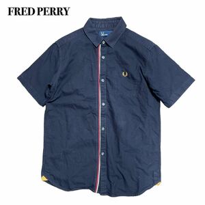 FRED PERRY フレッドペリー 半袖シャツ ネイビー紺 M