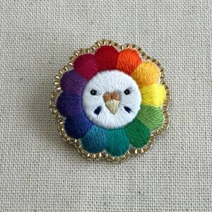 セキセイインコのカラフル刺繍ブローチ4