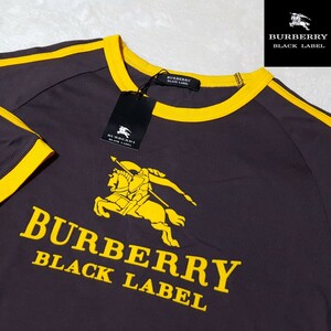 【新品】BURBERRY BLACK LABEL バーバリーブラックレーベル BIGホース ブランド文字ロゴ【8周年記念】Tシャツ カットソー サイズ2（M）