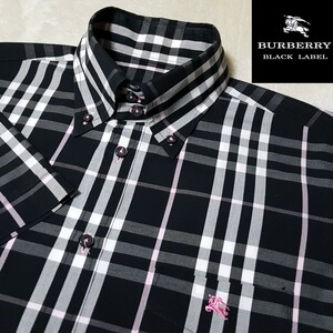 [ не использовался класс ]BURBERRY BLACK LABEL Burberry Black Label шланг вышивка [ плата название .]noba проверка общий рисунок du evo to-niBD рубашка с длинным рукавом M