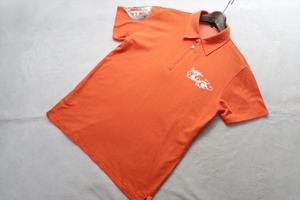Dance With Dragon ダンスウイズドラゴン ゴルフ メンズ スパンコール付き ハーフジップポロシャツ 3 オレンジ