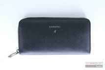 良品★R49 KANGOL カンゴール ラウンドファスナー 長財布 ブラック メンズ 小銭入れあり 約10×20×3cm ロゴ 正規品_画像1