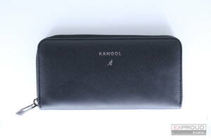 良品★R49 KANGOL カンゴール ラウンドファスナー 長財布 ブラック メンズ 小銭入れあり 約10×20×3cm ロゴ 正規品