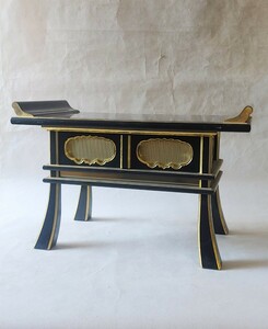  front desk table black paint book@ gold . Buddhism fine art 