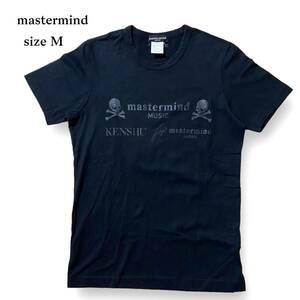 美品 mastermind KENSHU MUSIC 半袖 クルーネック Tシャツ Tee クロスボーン スカル ドクロ トップス マスターマインド 黒 ブラック M