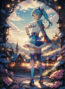 [14687], ソラ・ハレワタール, A4 アート ポスター イラスト 同人 美少女 ファンアート アニメ