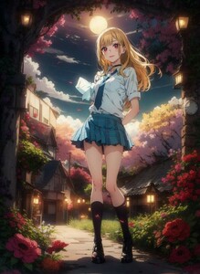 [14631], 喜多川 海夢 黒江雫, A4 アート ポスター イラスト 同人 美少女 ファンアート アニメ